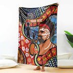 Dad and Son Footprint Father's Day Personalised Blanket Australian Aboriginal Art
