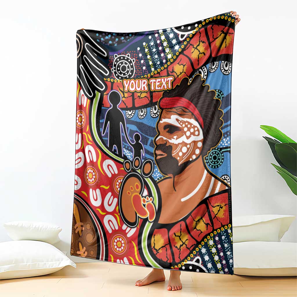 Dad and Son Footprint Father's Day Personalised Blanket Australian Aboriginal Art