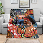 Dad and Son Footprint Father's Day Personalised Blanket Australian Aboriginal Art