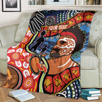 Dad and Son Footprint Father's Day Personalised Blanket Australian Aboriginal Art