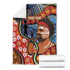 Dad and Son Footprint Father's Day Personalised Blanket Australian Aboriginal Art