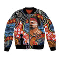 Dad and Son Footprint Father's Day Personalised Bomber Jacket Australian Aboriginal Art