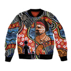 Dad and Son Footprint Father's Day Personalised Bomber Jacket Australian Aboriginal Art