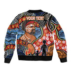 Dad and Son Footprint Father's Day Personalised Bomber Jacket Australian Aboriginal Art