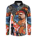 Dad and Son Footprint Father's Day Personalised Button Sweatshirt Australian Aboriginal Art