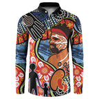Dad and Son Footprint Father's Day Personalised Button Sweatshirt Australian Aboriginal Art