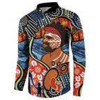Dad and Son Footprint Father's Day Personalised Button Sweatshirt Australian Aboriginal Art