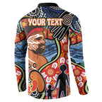Dad and Son Footprint Father's Day Personalised Button Sweatshirt Australian Aboriginal Art