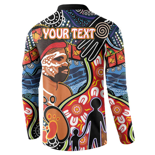 Dad and Son Footprint Father's Day Personalised Button Sweatshirt Australian Aboriginal Art