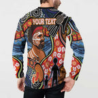 Dad and Son Footprint Father's Day Personalised Button Sweatshirt Australian Aboriginal Art