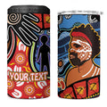 Dad and Son Footprint Father's Day Personalised 4 in 1 Can Cooler Tumbler Australian Aboriginal Art