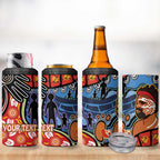 Dad and Son Footprint Father's Day Personalised 4 in 1 Can Cooler Tumbler Australian Aboriginal Art