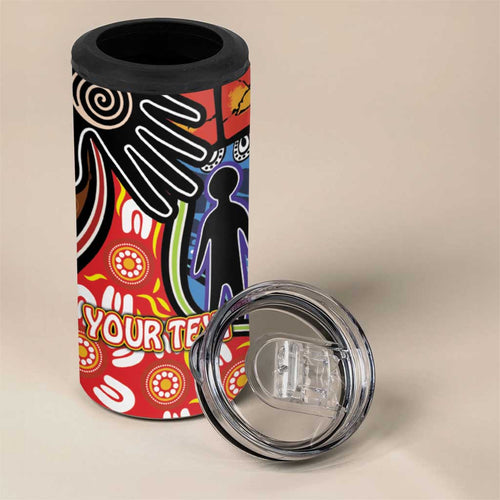 Dad and Son Footprint Father's Day Personalised 4 in 1 Can Cooler Tumbler Australian Aboriginal Art