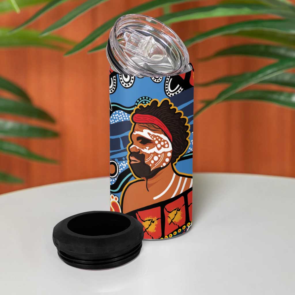 Dad and Son Footprint Father's Day Personalised 4 in 1 Can Cooler Tumbler Australian Aboriginal Art