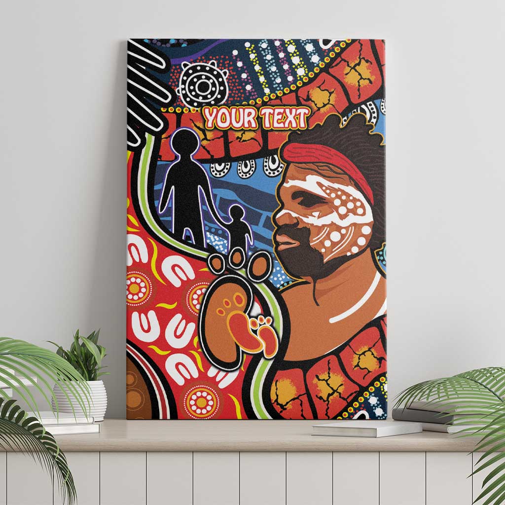 Dad and Son Footprint Father's Day Personalised Canvas Wall Art Australian Aboriginal Art