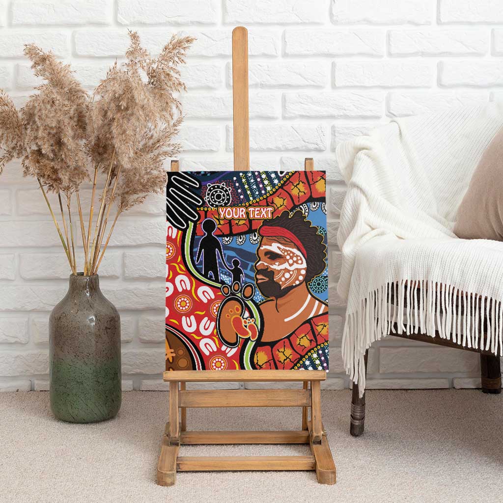 Dad and Son Footprint Father's Day Personalised Canvas Wall Art Australian Aboriginal Art