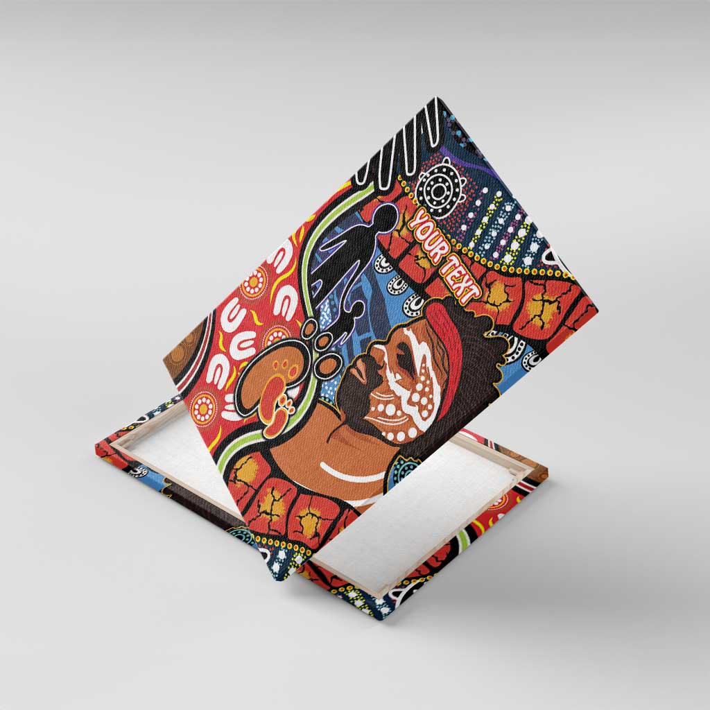 Dad and Son Footprint Father's Day Personalised Canvas Wall Art Australian Aboriginal Art