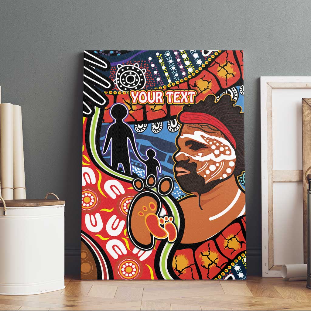 Dad and Son Footprint Father's Day Personalised Canvas Wall Art Australian Aboriginal Art