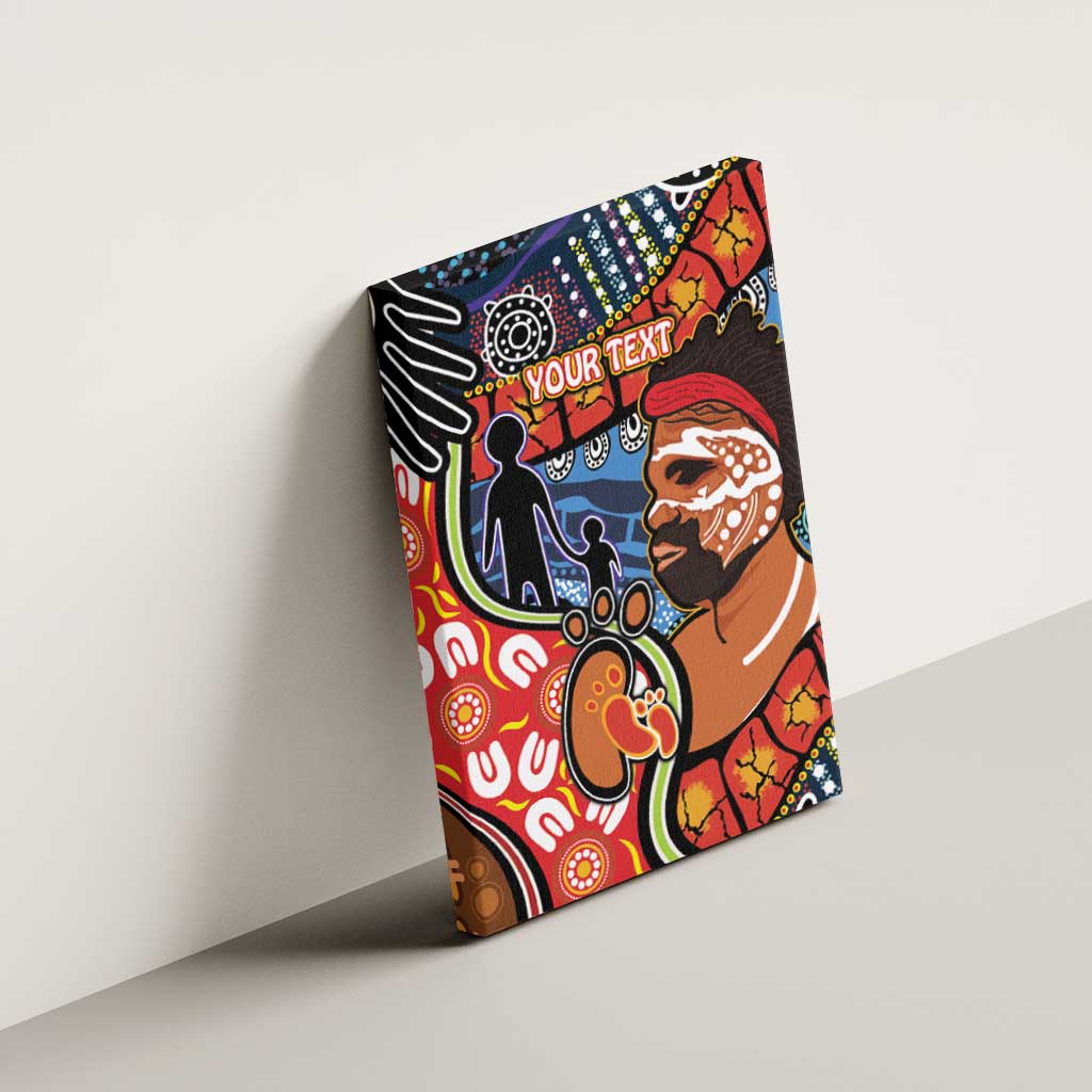 Dad and Son Footprint Father's Day Personalised Canvas Wall Art Australian Aboriginal Art