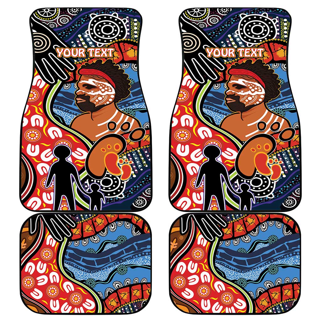 Dad and Son Footprint Father's Day Personalised Car Mats Australian Aboriginal Art