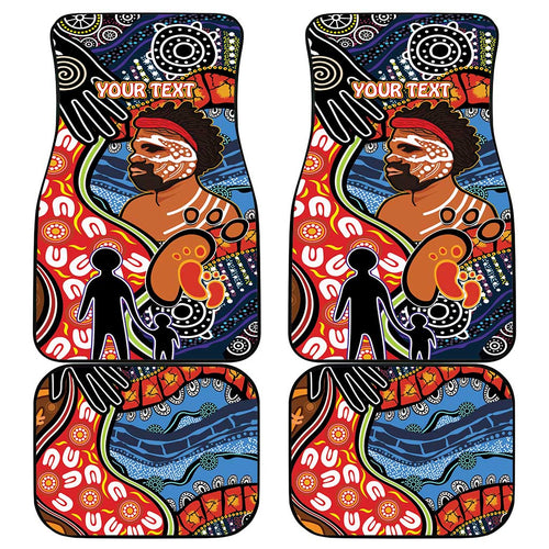 Dad and Son Footprint Father's Day Personalised Car Mats Australian Aboriginal Art