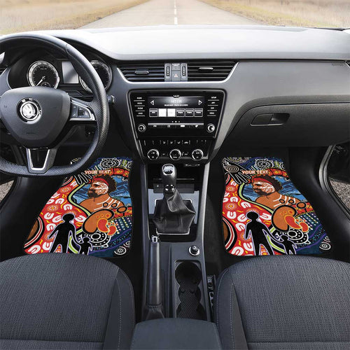Dad and Son Footprint Father's Day Personalised Car Mats Australian Aboriginal Art