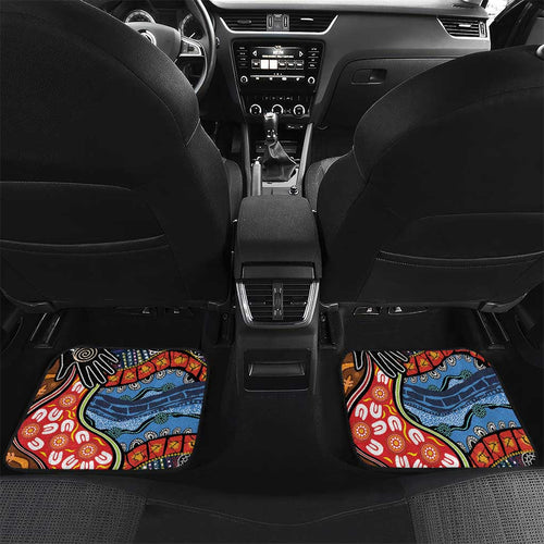 Dad and Son Footprint Father's Day Personalised Car Mats Australian Aboriginal Art