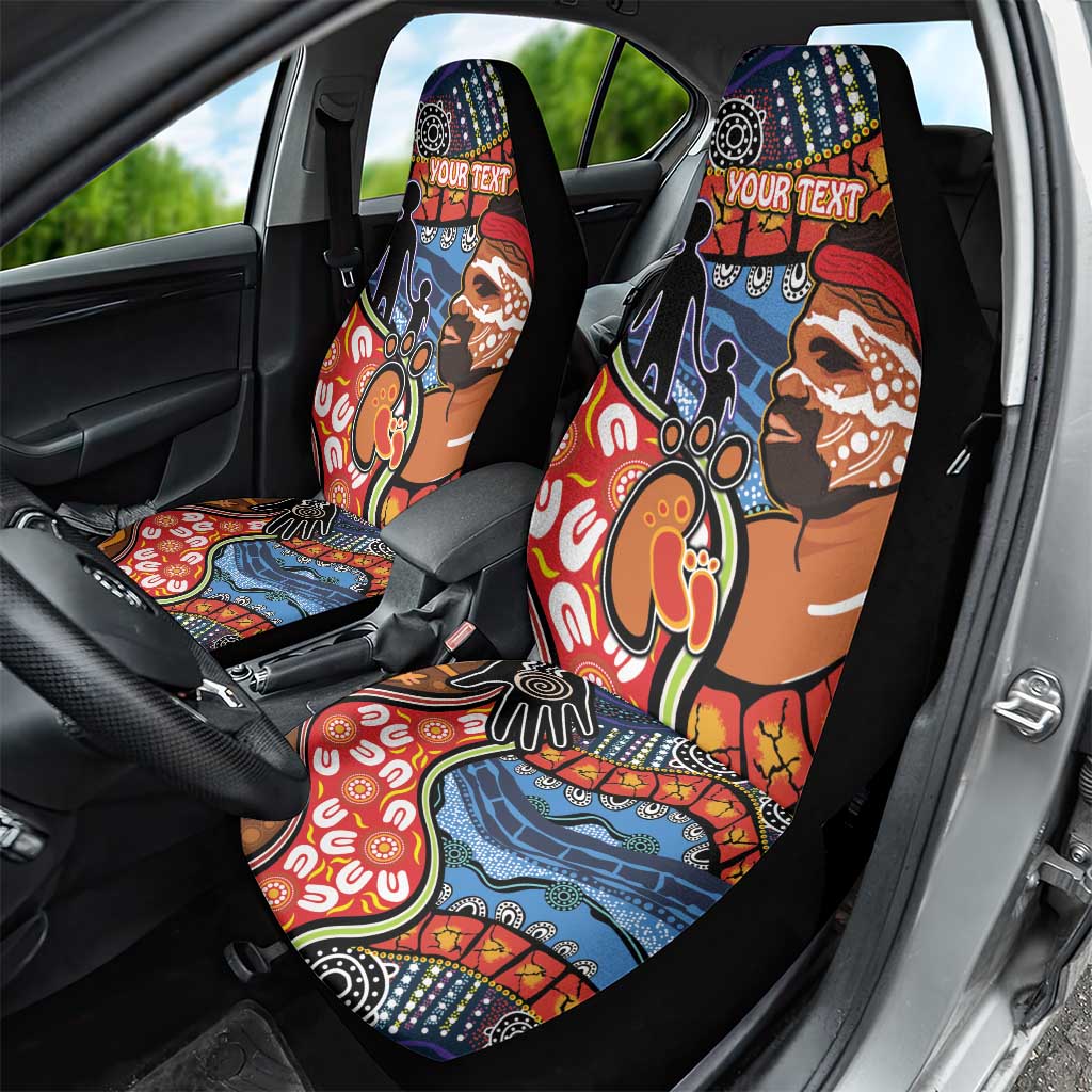 Dad and Son Footprint Father's Day Personalised Car Seat Cover Australian Aboriginal Art