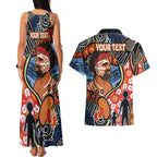 Dad and Son Footprint Father's Day Personalised Couples Matching Tank Maxi Dress and Hawaiian Shirt Australian Aboriginal Art