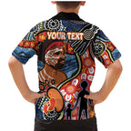 Dad and Son Footprint Father's Day Personalised Family Matching Mermaid Dress and Hawaiian Shirt Australian Aboriginal Art