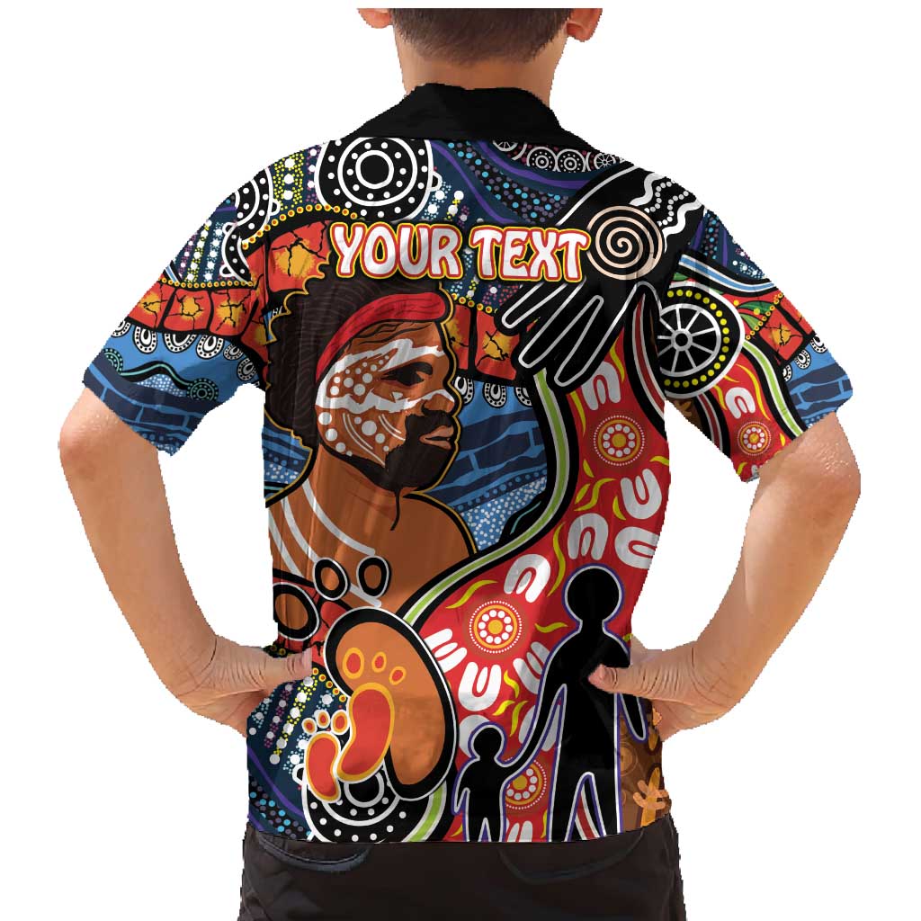 Dad and Son Footprint Father's Day Personalised Family Matching Mermaid Dress and Hawaiian Shirt Australian Aboriginal Art