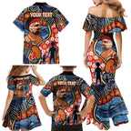 Dad and Son Footprint Father's Day Personalised Family Matching Mermaid Dress and Hawaiian Shirt Australian Aboriginal Art