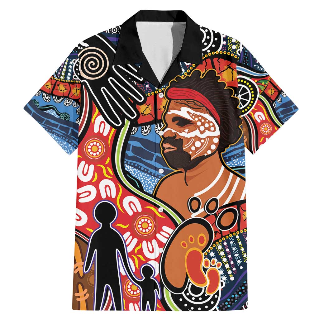 Dad and Son Footprint Father's Day Personalised Family Matching Mermaid Dress and Hawaiian Shirt Australian Aboriginal Art