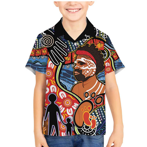 Dad and Son Footprint Father's Day Personalised Family Matching Mermaid Dress and Hawaiian Shirt Australian Aboriginal Art