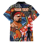 Dad and Son Footprint Father's Day Personalised Family Matching Off Shoulder Maxi Dress and Hawaiian Shirt Australian Aboriginal Art