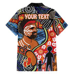 Dad and Son Footprint Father's Day Personalised Family Matching Puletasi and Hawaiian Shirt Australian Aboriginal Art