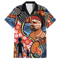 Dad and Son Footprint Father's Day Personalised Family Matching Short Sleeve Bodycon Dress and Hawaiian Shirt Australian Aboriginal Art