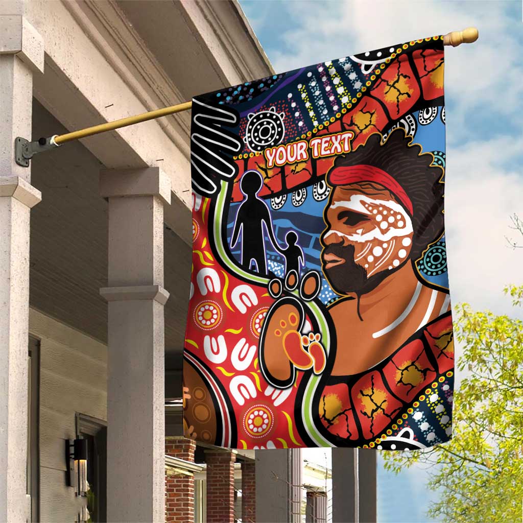 Dad and Son Footprint Father's Day Personalised Garden Flag Australian Aboriginal Art