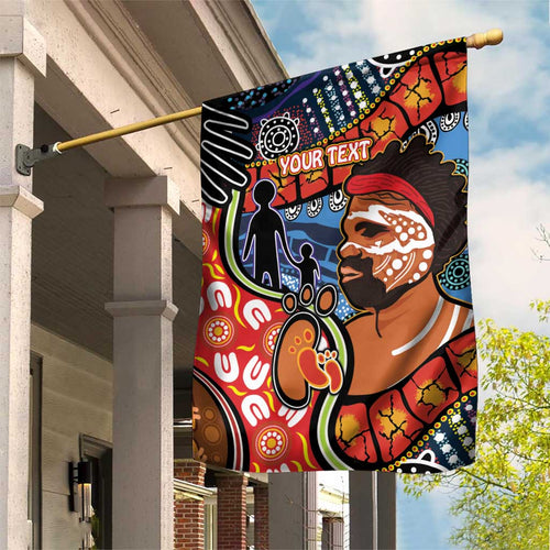 Dad and Son Footprint Father's Day Personalised Garden Flag Australian Aboriginal Art