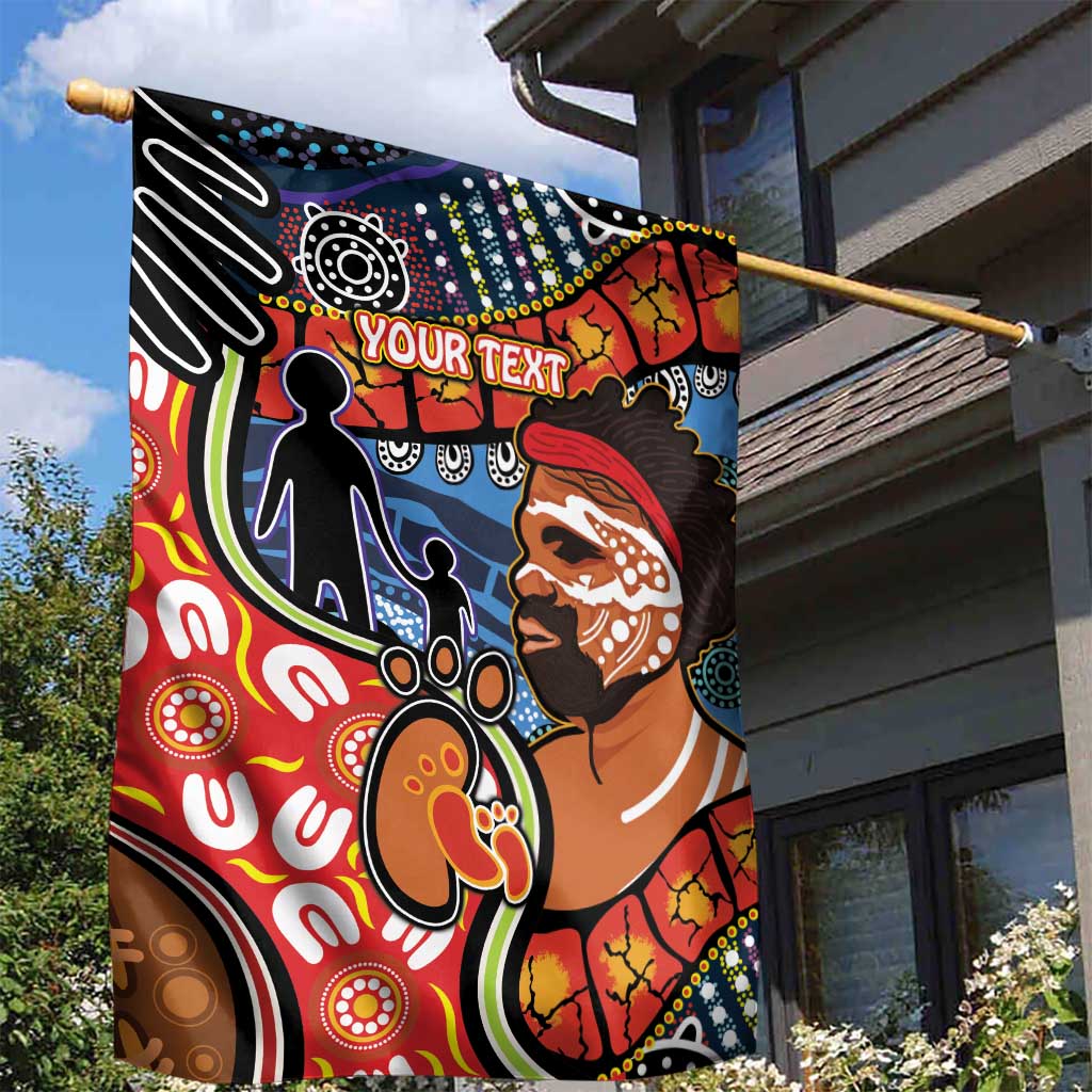 Dad and Son Footprint Father's Day Personalised Garden Flag Australian Aboriginal Art