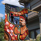 Dad and Son Footprint Father's Day Personalised Garden Flag Australian Aboriginal Art