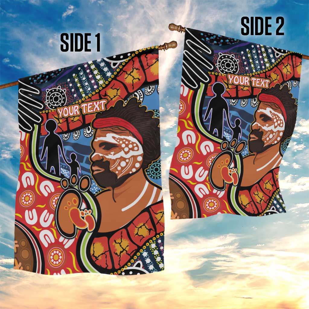 Dad and Son Footprint Father's Day Personalised Garden Flag Australian Aboriginal Art