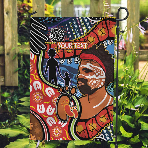 Dad and Son Footprint Father's Day Personalised Garden Flag Australian Aboriginal Art