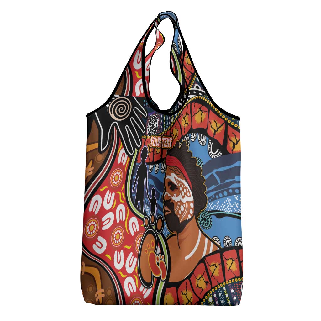 Dad and Son Footprint Father's Day Personalised Grocery Bag Australian Aboriginal Art