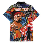 Dad and Son Footprint Father's Day Personalised Hawaiian Shirt Australian Aboriginal Art