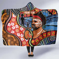 Dad and Son Footprint Father's Day Personalised Hooded Blanket Australian Aboriginal Art