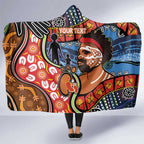 Dad and Son Footprint Father's Day Personalised Hooded Blanket Australian Aboriginal Art