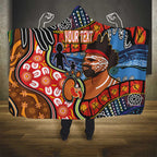 Dad and Son Footprint Father's Day Personalised Hooded Blanket Australian Aboriginal Art