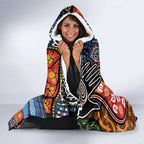 Dad and Son Footprint Father's Day Personalised Hooded Blanket Australian Aboriginal Art