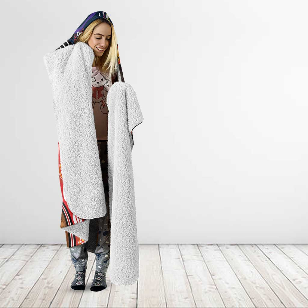 Dad and Son Footprint Father's Day Personalised Hooded Blanket Australian Aboriginal Art